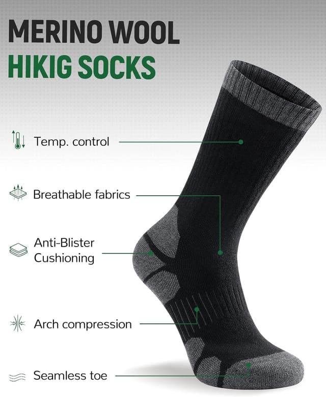 Detalle 2 de TANSTC Merino hiking socks 3 pairs