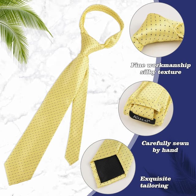 Detalle de Alizeal Men’s Polka Dot Necktie and Hanky Set for Business Formal