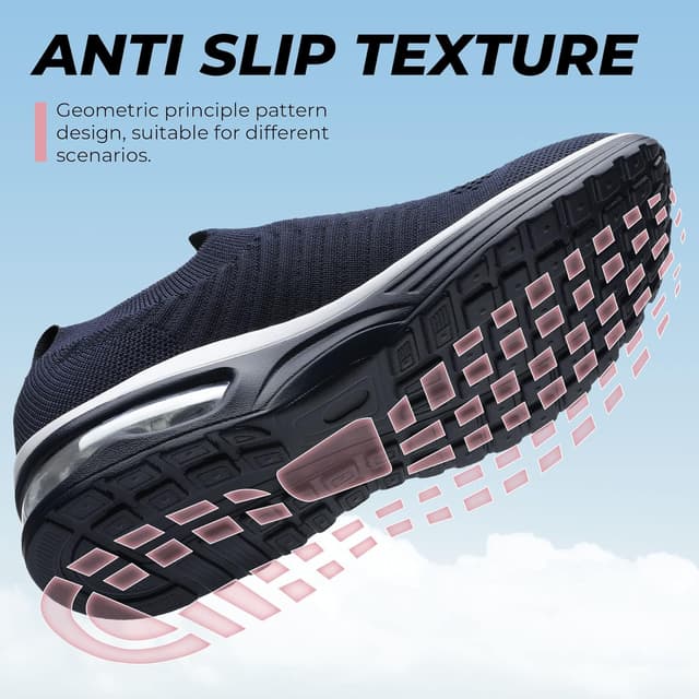 Detalle de Littleplum Damen Slip-On Sneaker mit atmungsaktivem Mesh und elastischen Schnürsenkeln