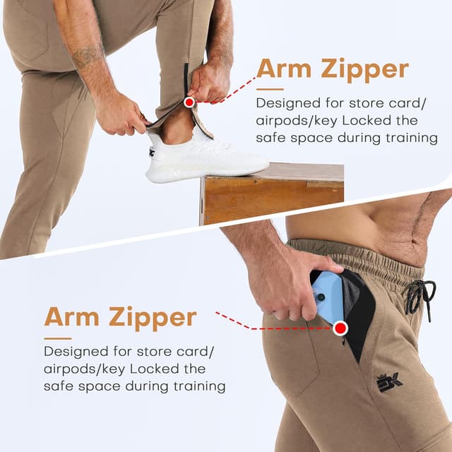 Detalle de BROKIG Mens Zero Armor Gym Jogger Bottoms with ankle zips and integrated mesh pockets
