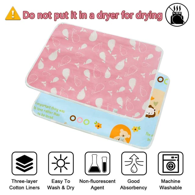 Thumbnail 6 de 2er-Pack Baby-Wickelunterlagen 50x70 cm, waschbar, wasserdicht und atmungsaktiv – wiederverwendbare Wickelauflagen