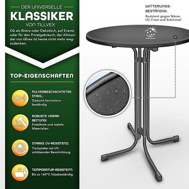 Thumbnail 2 de tillvex Gastro Stehtisch klappbar 2er Set Ø80cm