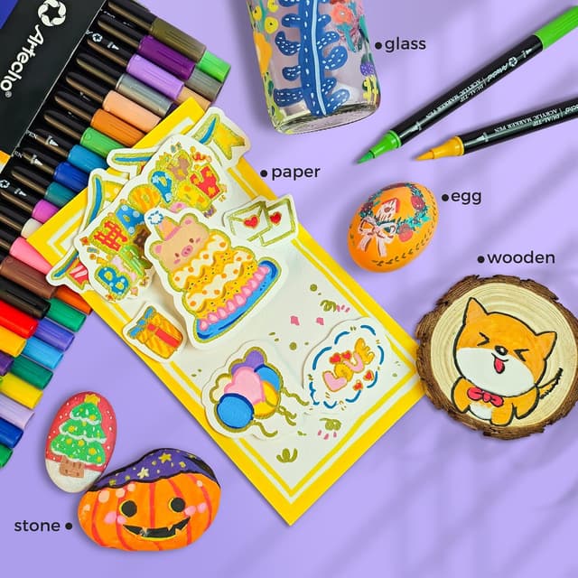 Thumbnail 5 de Artecho Acrylic Paint Pens 24 dual‑tip markers 🎨