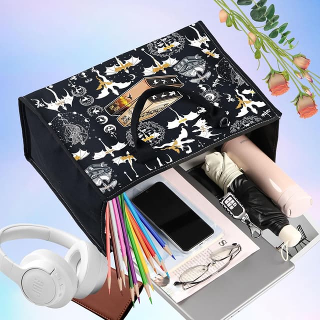 Detalle de LEVLO Wing Dragon Cosmetic Bag (Wing Dragon LT) cotton canvas zipper pouch