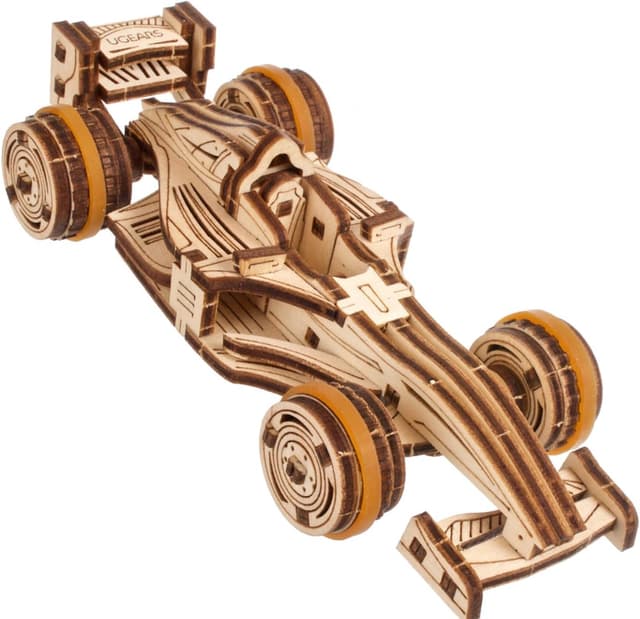 Detalle de UGEARS Compact Racer : puzzle 3D en bois à construire pour adultes, kit de modèle compact