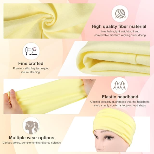 Detalle 2 de DiyJibb Damen-Stirnbänder im 7er-Set: breite Haarbänder für Workout & Alltag