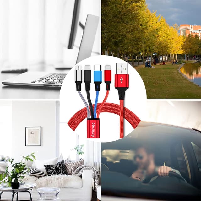 Detalle de Amuvec Multi Charger Cable 1.2m, 4‑in‑1 USB cable