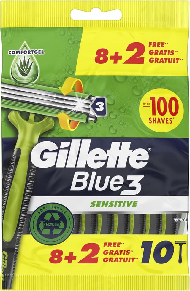 Detalle de Gillette Blue3 Sensitive maquinilla desechable 10 uds