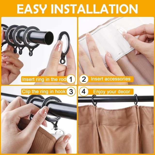 Detalle 2 de Anneaux rideaux WCIC 32 pièces, 30 mm