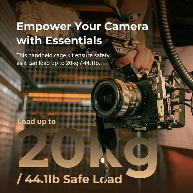Detalle de SMALLRIG FX3 / FX30 HawkLock Schnellverschluss-Käfig-Kit (4771) – Handschlaufe, HDMI-Kabelklemme und NATO-Schiene für Sony