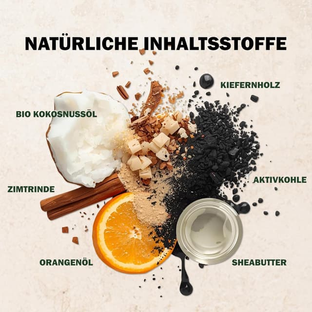 Detalle 2 de JUST SOAP Duschseife 150 g Schwarzer Wald Aktivkohle