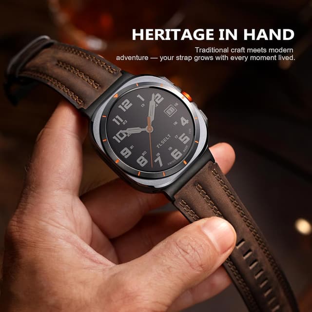 Detalle de Tlselt Genuine Leather Band for Samsung Galaxy Watch Ultra 47mm (2024/2025)