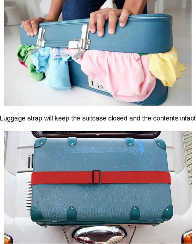 Detalle de Newthinking Luggage Straps for Suitcase – 4 Pack Heavy-Duty Adjustable Bands (Red)