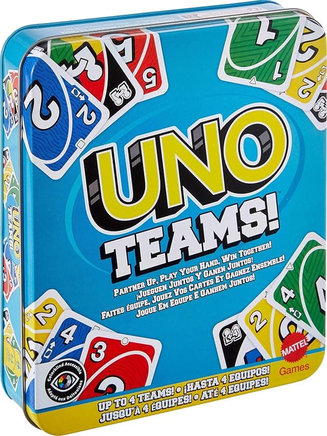 Detalle de Mattel Games UNO Teams - Juego de Cartas en Equipo 🃏