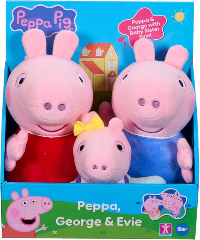 Detalle de Peppa Pig Peppa, George and Evie 3-Pack Preschool Plush Soft Toys