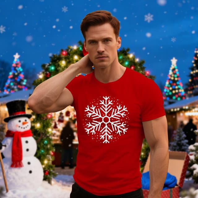 Detalle 2 de Christmas snowflake t-shirt for men