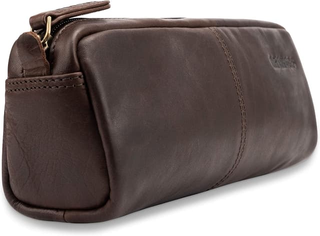 Detalle de LEABAGS Leder Federmäppchen „Indiana Tech“ (groß, Echtleder) in Mocca