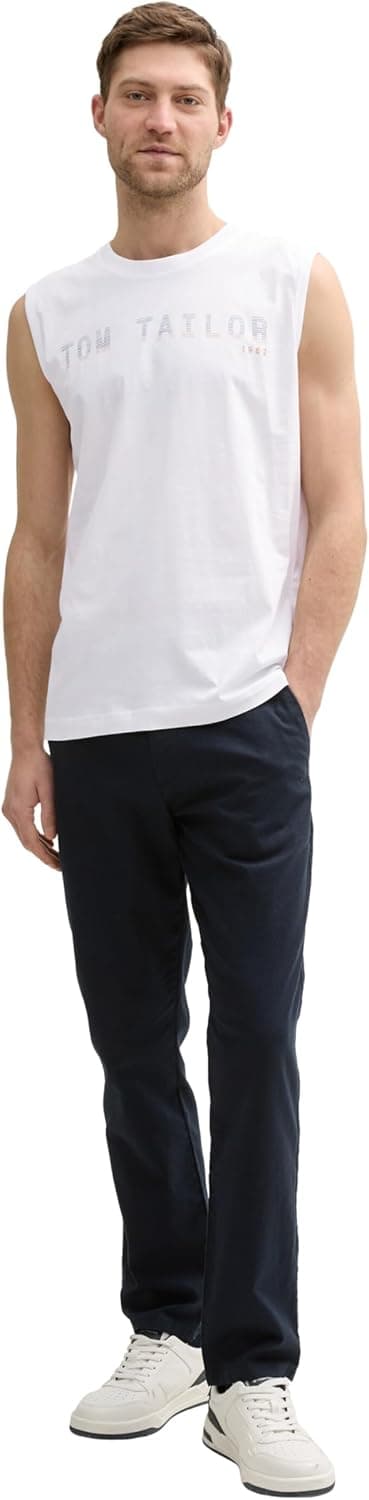 Detalle de TOM TAILOR 1046790 canotta uomo basic in cotone con logo stampato