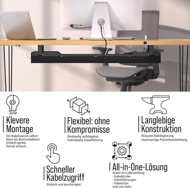 Thumbnail 4 de Ultimate Setup Kabelwanne Schreibtisch Schwarz