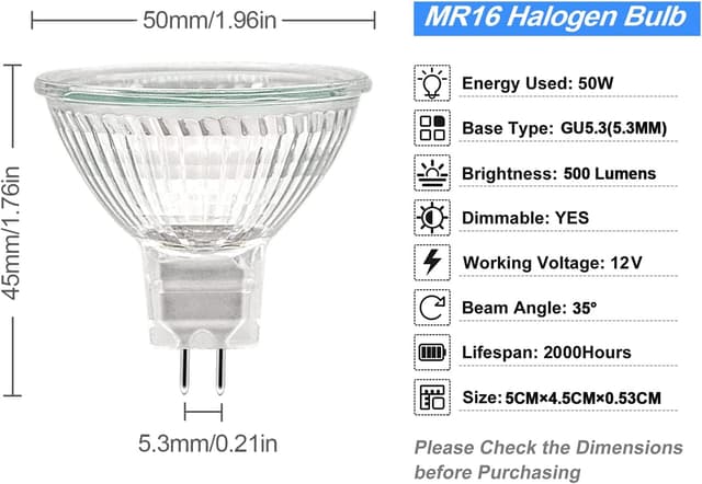 Thumbnail 5 de ETUOLMP MR16 50W Halogen Bulbs 12V