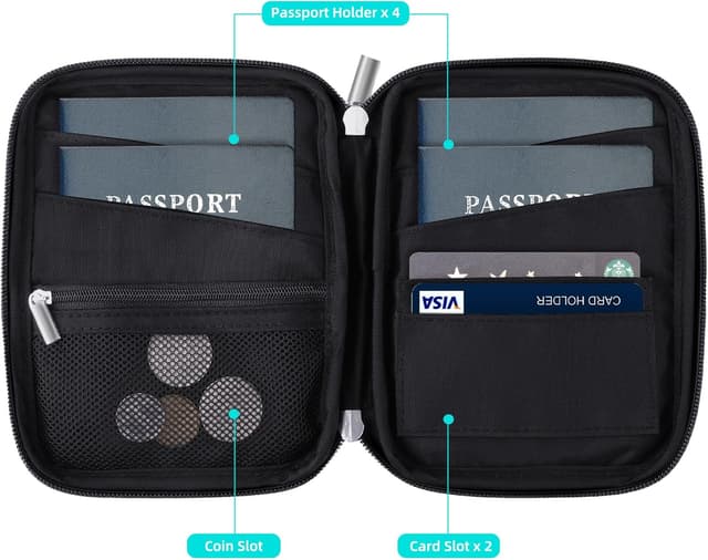 Detalle de WALNEW Passport Holder Travel Wallet for 4, RFID Blocking