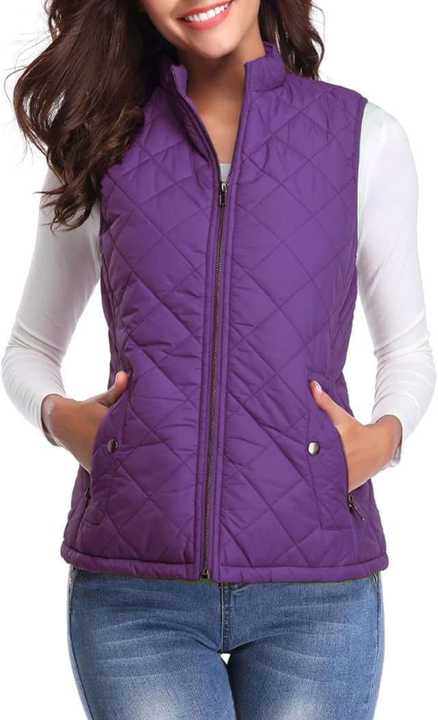 Detalle de Fuinloth Quilted Women’s Puffer Vest, Lightweight ⛑