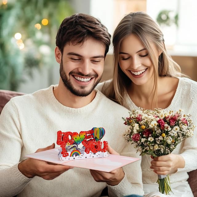 Thumbnail 6 de I LOVE YOU Letters pop-up greeting card with blank note card & envelope