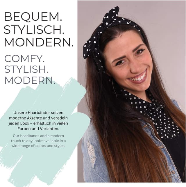 Detalle de styleBREAKER bandeau pour femmes à pois, nœud souple et cordon élastique (pin-up rockabilly) – Abricot-Beige