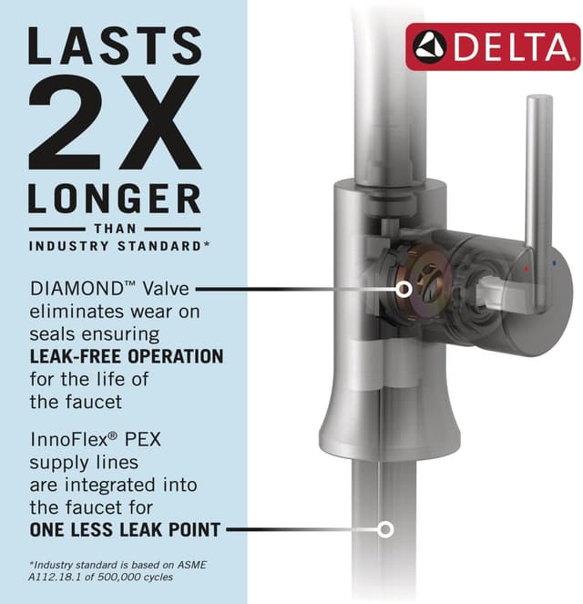 Detalle de Delta Velum Brushed Nickel 1-Hole Bathroom Faucet with Metal Push-Pop Drain (537-SSMPU-DST)