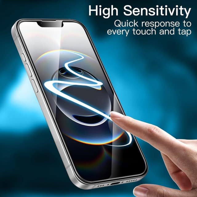 Detalle de JETech Full Coverage Screen Protector for iPhone 17e (2026) / iPhone 16e (6.1-inch), 9H Tempered Glass, Case-Friendly, 3-Pack