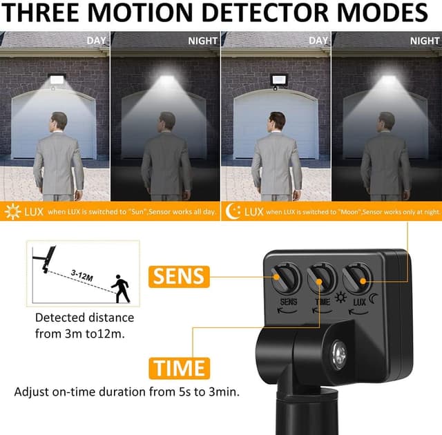 Detalle de Tailcas faretto LED da esterno con sensore di movimento IP66, 72 LED 6500K e 4500 lm (50 Watt)
