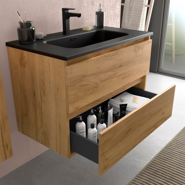 Detalle de Salgar Bequia mueble 60 cm con lavabo negro