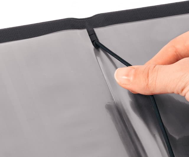 Detalle de SIGEL GM101 Getränkemappe im Barformat (1/2 A4) mit Gummi-Bindung – anthrazit mit Leinenstruktur