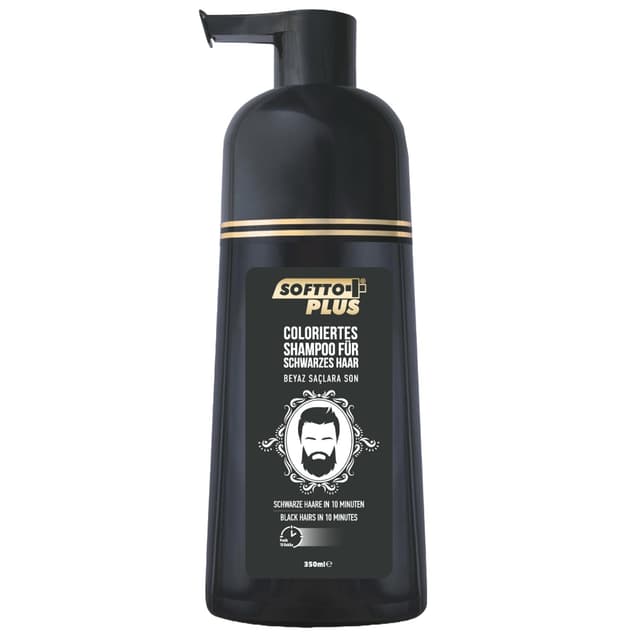 Detalle de Softto+ Plus Black Hair Shampoo: graue & weiße Haare in 10 Minuten abdecken, inkl. Handschuhe (2 x 350 ml)