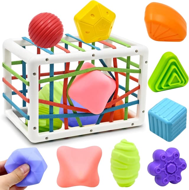 Detalle de Mailesi Montessori Baby-Spielzeug ab 1 Jahr – Motorik- & Formsortierer Set (9-teilig)