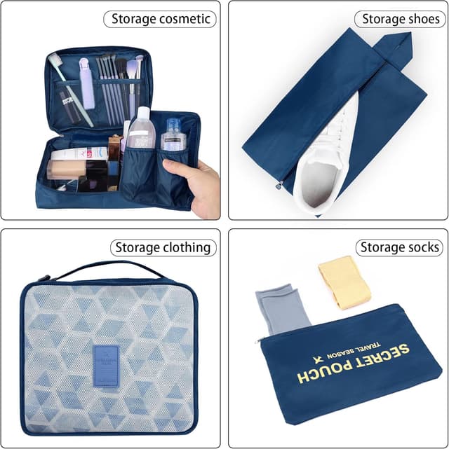 Detalle de Coolzon Organizer valigie Viaggio Set 8 pezzi – cubi per imballaggio in blu navy