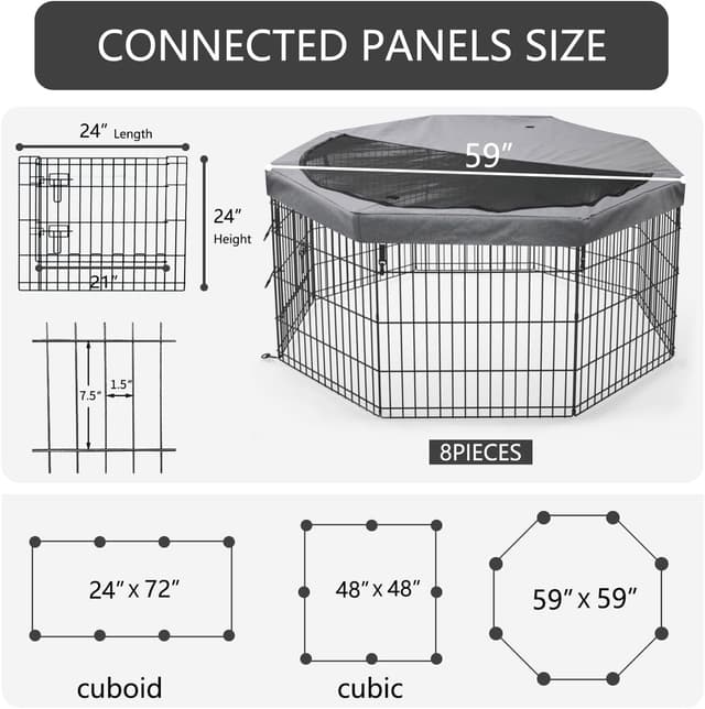 Detalle de PETIME Foldable Dog Exercise Pen 24" H