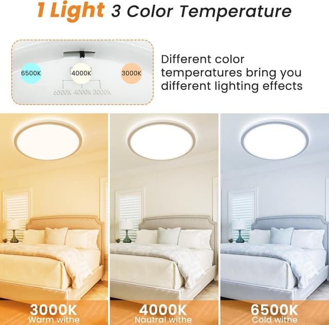 Detalle 2 de slochi LED-Deckenleuchte IP44 (2er-Set) 39 cm, 36 W, 4.200 lm – 3 Farbtemperaturen (3000/4000/6500 K)