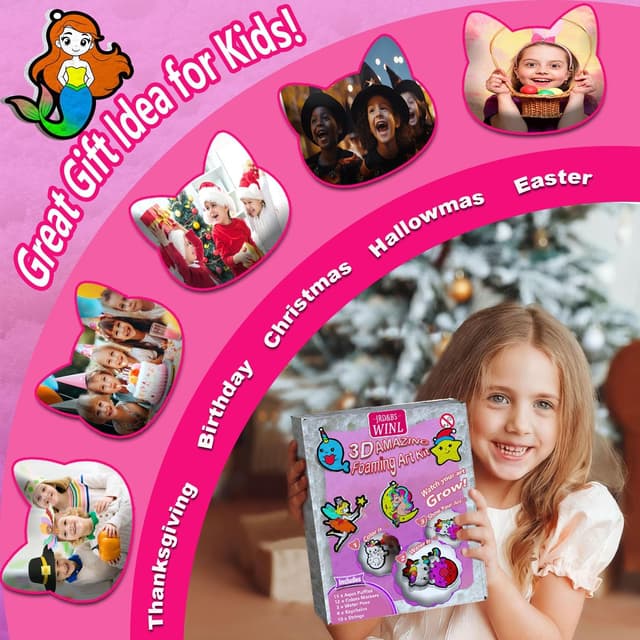 Detalle de JRD&BS WINL WINL 3D Art Kit for Kids Aqua Puffing Up Painting Kit (3D water-activated craft set for ages 4–10)