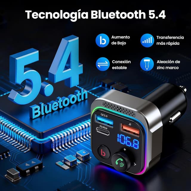 Thumbnail 1 de GizmoVine Bluetooth Coche Transmisor FM 5.4