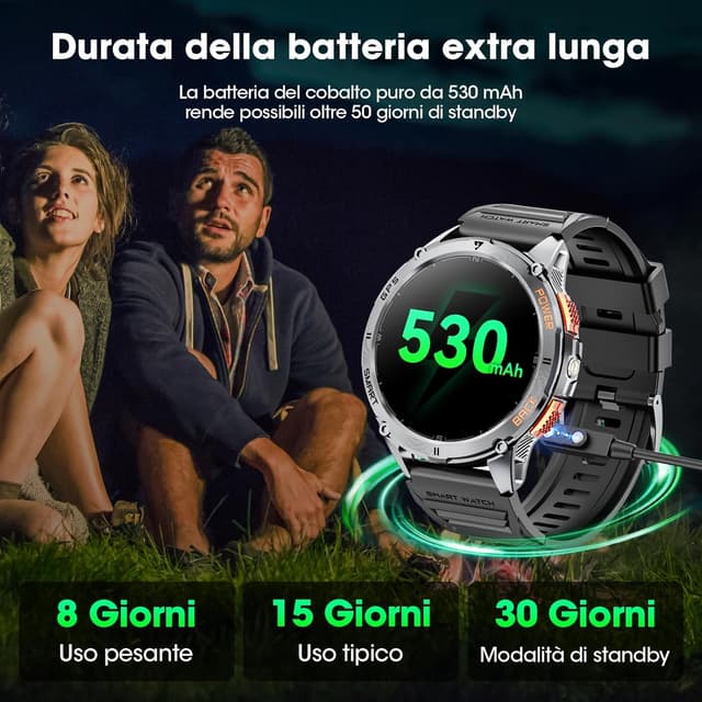 Detalle 1 de GPS smartwatch uomo 1,43" AMOLED militare