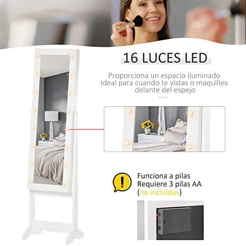 Detalle 2 de HOMCOM espejo joyero LED 16 luces