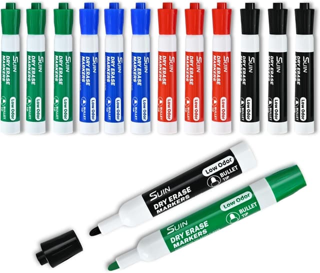 Thumbnail 6 de SUIN 12 leuchtende Whiteboard-Stifte – 12 Farben, trocken abwischbar, mittlere Rundspitze