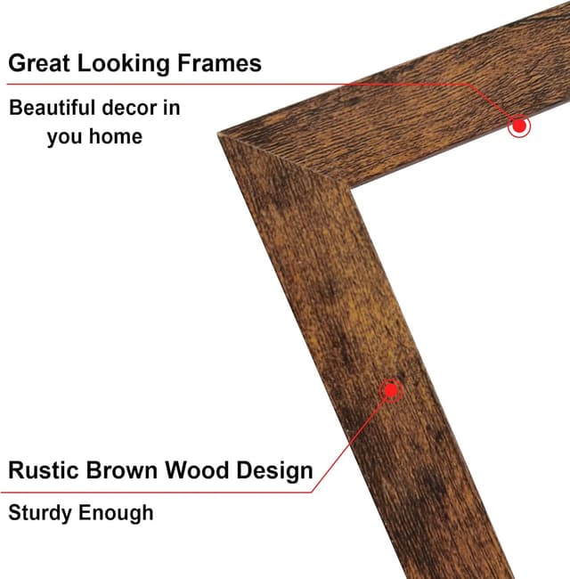 Thumbnail 6 de SESEAT 8x10 Picture Frame (Brown), Set of 6 for 5x7 With Mat or 8x10 Without Mat