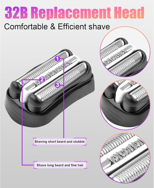 Detalle 2 de Têtes de rasoir 32B Series 3 compatibles Braun 2 pcs 🪒