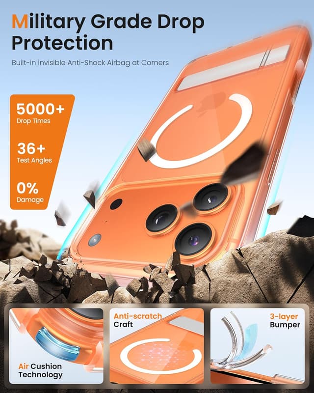 Detalle 2 de BXYJY iPhone 17 Pro Max Magnetic Case (Clear) with Built-In Stand & MagSafe Charging Compatibility