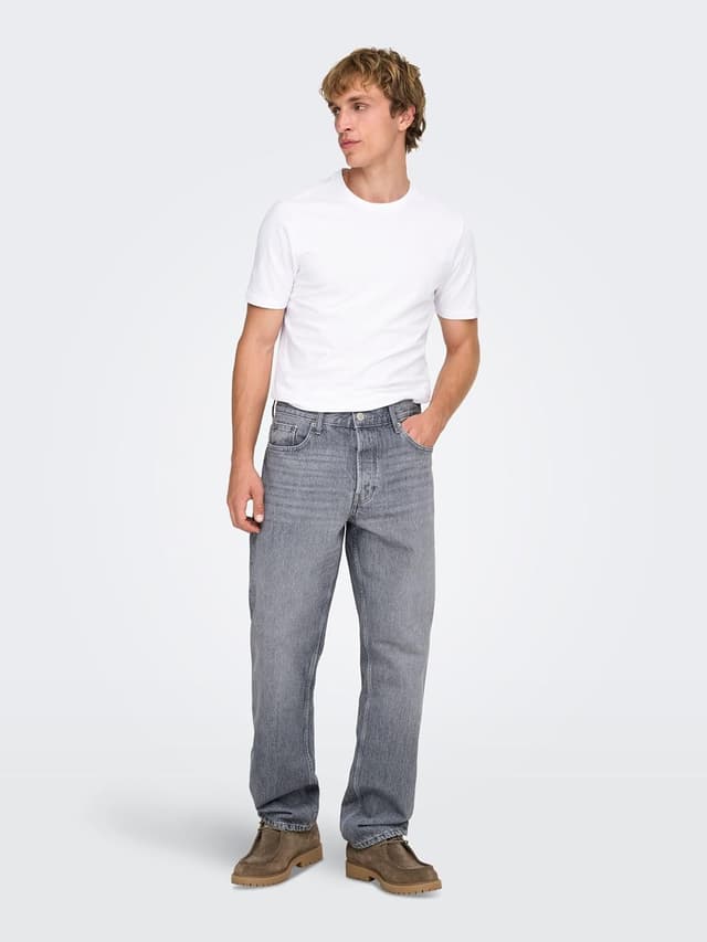 Detalle de Only & Sons ONSBASIC 2-Pack Herren-T-Shirts mit Rundhalsausschnitt