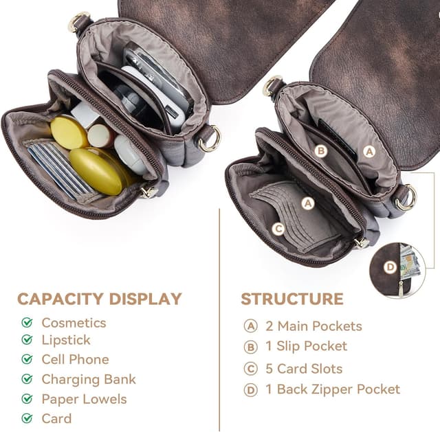 Detalle 2 de BOSTANTEN kleine Umhängetasche für Damen mit Kartenfächern – Handytasche zum Umhängen