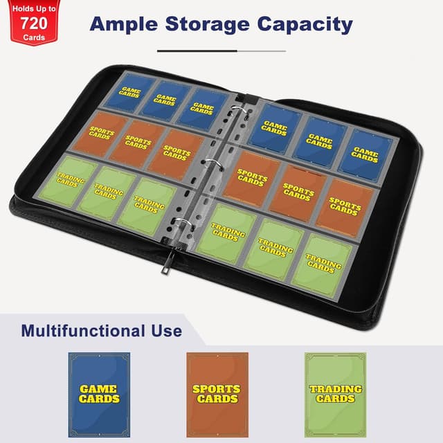 Detalle de Mlikero Trading Card Binder (Purple) with 9-Pocket Display Design, 720 Double-Sided Card Capacity