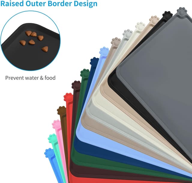 Detalle de AUDWUD Silicone Waterproof Pet Feeding Mat (53 x 38 cm) for Dogs and Cats